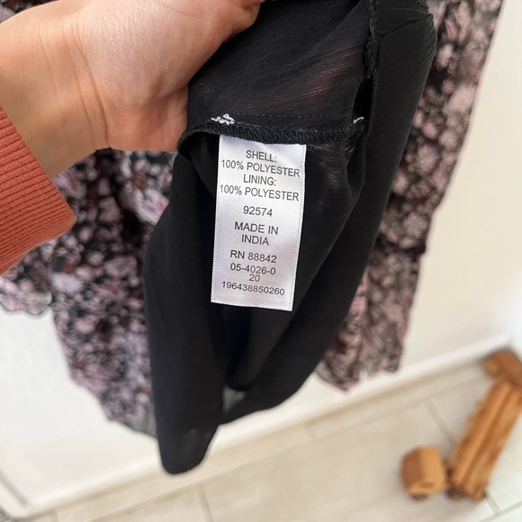 Ellos Floral Ruffle Tiered Peasant Dress with Sheer Sleeves Plus Size 20 - Picture 9 of 11